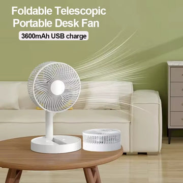 Portable Mini Desk Fan, Foldable Telescopic Air Cooling Fans USB Charge 3600mAh Long Battery Life 4 Speed for Home/Office/Travel