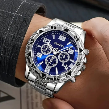 Free shipping for you Limited-time offer 1pc Men'S Business Watch - Fashionable Round Stainless Steel Quartz Strap Watch with Electronic Movement, Ideal for Office and Formal Occasions - Perfect Gift for Professional
