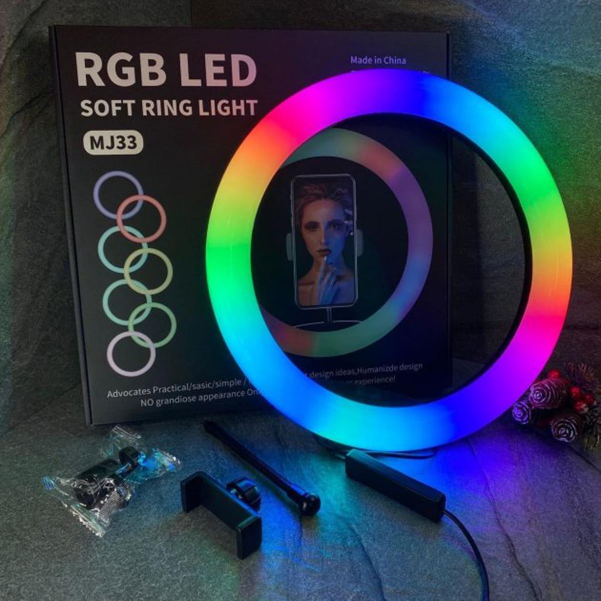 MJ33 13" RGB LED Ring Light – Multi-Color Rainbow