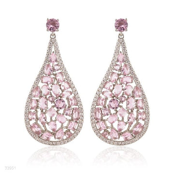 EXQUISITE MULTI CUT PINK DROP EARRINGS
