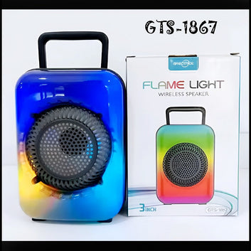 GTS-1867 Mini Portable 3-Inch Wireless Speaker – Rechargeable with Flame Lighting Effect