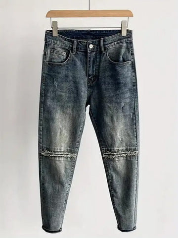 Random Position Bear Embroidery Patchwork Denim Jeans