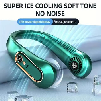 New Summer Portable Mini Hanging Neck Fan Bladeless Neckband Fan Digital Display Power Air Cooler USB Rechargeable Electric Fans