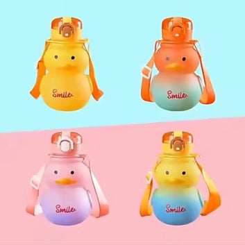 Kawaii Bear Water Straw Bottle 700ml Cute Kids Portable Leakproof Drinking Cups with Strap for Girl School Outdoor Traveling