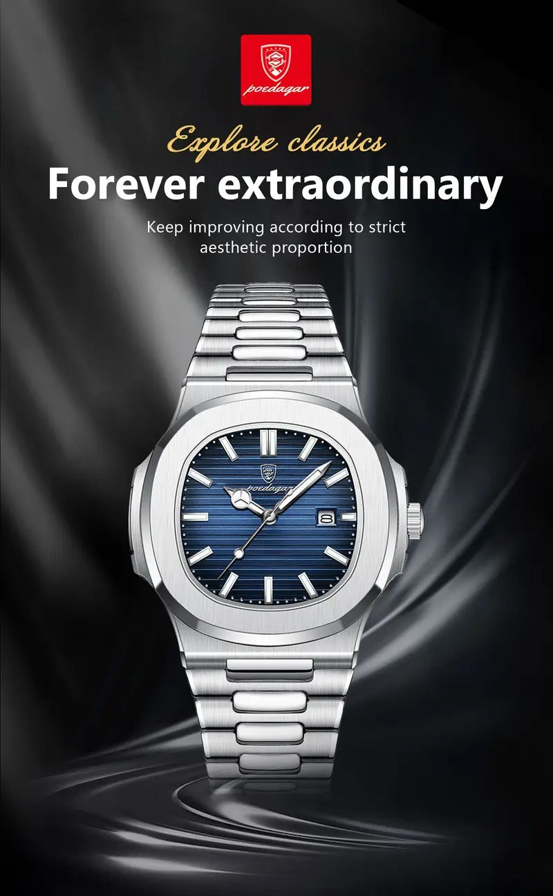 POEDAGAR New Men's Watch With Luminous Calendar, Trendy For Students, Cool And Hot Sale Quartz Wristwatch