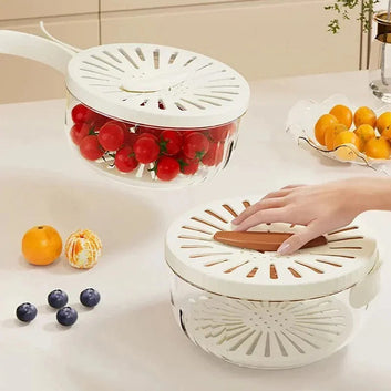 Multifunctional Fruit and Veggie Washing Bowl With Lid